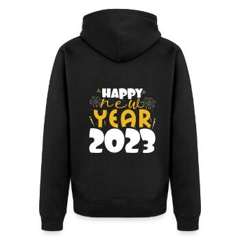 Love Celebrate 2023 Hello 2023 Bonne année 2023 - Veste à capuche bio Premium Unisexe - noir - Dos - Nico (187cm)