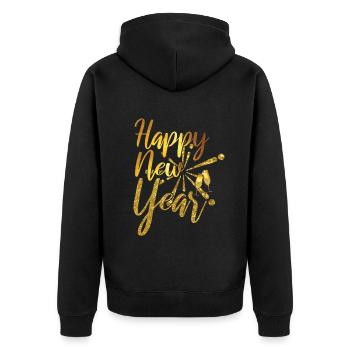 Celebrate 2023 Wine 2023 Happy New Year 2023 - Unisex Premium Organic Zip Hoodie - black - Back - Nico (187cm)