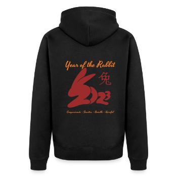 Chinese New Year Of Rabbit 2023 Happy New Year - Unisex Premium Bio Zip Hoodie - Schwarz - Hinten - Nico (187cm)