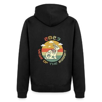 Rétro Nouvel An Chinois Lapin 2023 Bonne Année - Veste à capuche bio Premium Unisexe - noir - Dos - Nico (187cm)