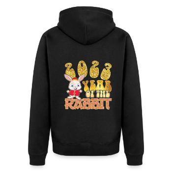 Nouvel An chinois Lapin Amour Nouvel An 2023 - Veste à capuche bio Premium Unisexe - noir - Dos - Nico (187cm)