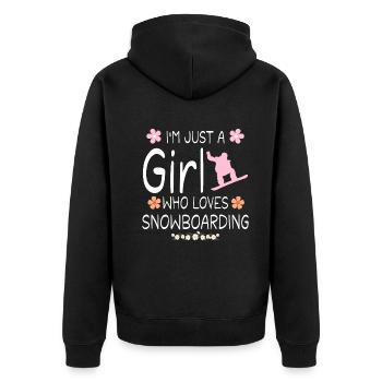 I m Just A Girl Who Loves Snowboarding - Veste à capuche bio Premium Unisexe - noir - Dos - Nico (187cm)