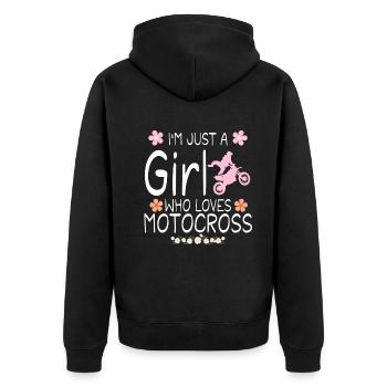 I m Just A Girl Who Loves Motocross T Shirt - Veste à capuche bio Premium Unisexe - noir - Dos - Nico (187cm)