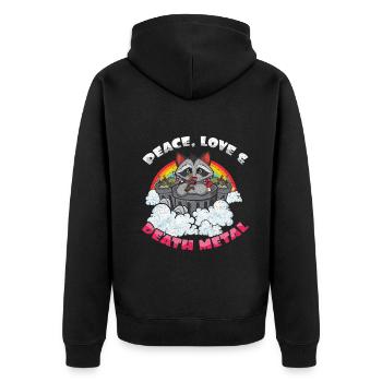 Racoon Love Peace Metal Music Heavy Rock - Veste à capuche bio Premium Unisexe - noir - Dos - Nico (187cm)