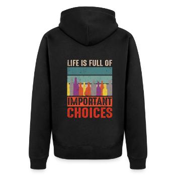 Retro Vintage Life Full Of Choices Bottle Spirit - Unisex Premium Bio Zip Hoodie - Schwarz - Hinten - Nico (187cm)