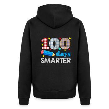 Plaid 100th Day Smarter 100 Days Of School - Unisex Premium Bio Zip Hoodie - Schwarz - Hinten - Nico (187cm)