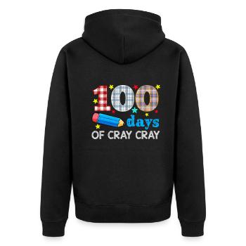 Plaid 100th Day Crazy 100 Days Of School - Veste à capuche bio Premium Unisexe - noir - Dos - Nico (187cm)