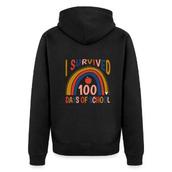 Rainbow 100th Day Survived 100 Days Of School - Unisex Premium Organic Zip Hoodie - black - Back - Nico (187cm)