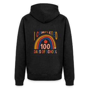 Rainbow 100th Day Completed 100 Days Of School - Unisex Premium Organic Zip Hoodie - black - Back - Nico (187cm)