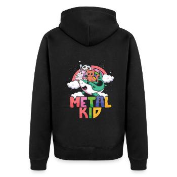 Shark Unicorn Panda Cat Love Music Rock Metal Kid - Unisex Premium Bio Zip Hoodie - Schwarz - Hinten - Nico (187cm)
