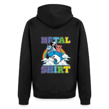 Unicorn Shark Panda Cat Love Music Rock Metal - Unisex Premium Bio Zip Hoodie - Schwarz - Hinten - Nico (187cm)