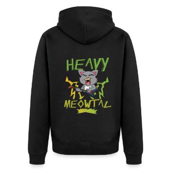 Cute Cat Heavy Meow Metal Music Lover Guitar Kid - Unisex Premium Bio Zip Hoodie - Schwarz - Hinten - Nico (187cm)