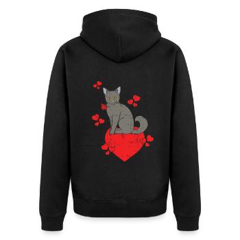 Love Cat Lover Rose Hearts Day Valentines - Unisex Premium Bio Zip Hoodie - Schwarz - Hinten - Nico (187cm)