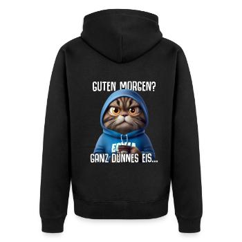 Guten Morgen ganz dünnes Eis Spruch Katze Kaffee - Veste à capuche bio Premium Unisexe - noir - Dos - Nico (187cm)