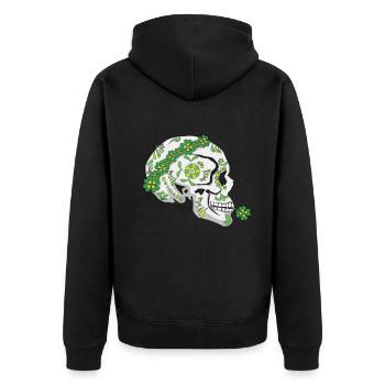 Flower Sugar Bone Shamrock Saint Patrick Day - Unisex Premium Organic Zip Hoodie - black - Back - Nico (187cm)