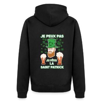 I Can't I Celebrate Saint Patrick Day Beer Love - Unisex Premium Organic Zip Hoodie - black - Back - Nico (187cm)