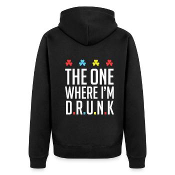 Bier betrunken Paddy Shamrock Saint Patrick Tag - Unisex Premium Bio Zip Hoodie - Schwarz - Hinten - Nico (187cm)