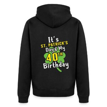 Mon âge de naissance 40 trèfles Saint Patrick - Veste à capuche bio Premium Unisexe - noir - Dos - Nico (187cm)