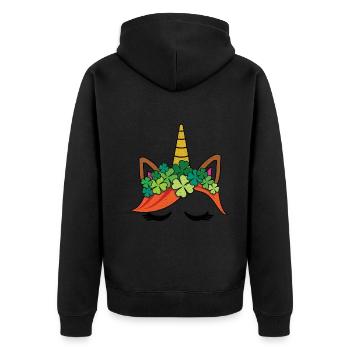 Unicorn Kids Kawaii Happy Saint Patrick Day - Unisex Premium Organic Zip Hoodie - black - Back - Nico (187cm)