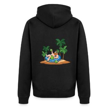 Leprechaun Relax Shamrock Saint Patrick Tag - Unisex Premium Bio Zip Hoodie - Schwarz - Hinten - Nico (187cm)