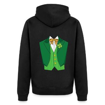 Kostüm Saint Paddy Shamrock Saint Patricks - Unisex Premium Bio Zip Hoodie - Schwarz - Hinten - Nico (187cm)