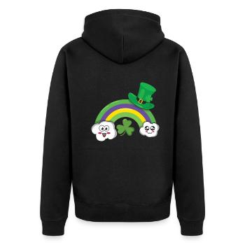 Kawaii Clouds Rainbow Happy Saint Patrick Day - Unisex Premium Organic Zip Hoodie - black - Back - Nico (187cm)