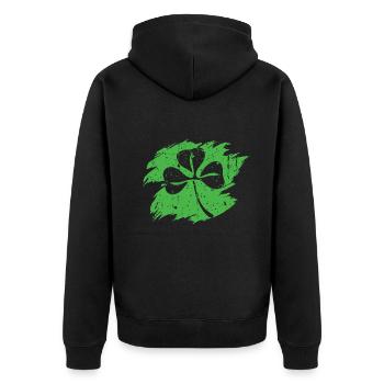 Shamrock Silhouette Luck Happy Saint Patrick Day - Unisex Premium Organic Zip Hoodie - black - Back - Nico (187cm)