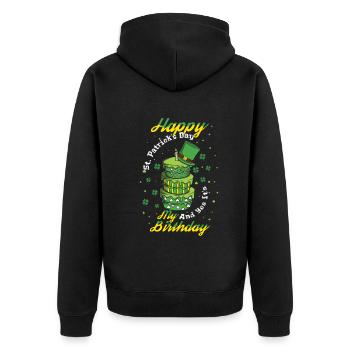 Oui Mon gâteau de naissance Trèfle Trèfle Saint Patrick - Veste à capuche bio Premium Unisexe - noir - Dos - Nico (187cm)