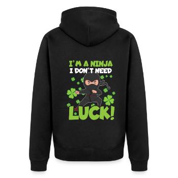 Ninja Glück Kind Japan Klee Saint Patrick Tag - Unisex Premium Bio Zip Hoodie - Schwarz - Hinten - Nico (187cm)