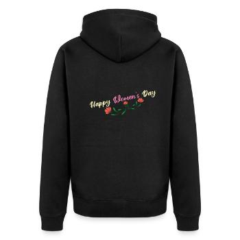 International Womens Day Happy Womens Day Feminism - Unisex Premium Organic Zip Hoodie - black - Back - Nico (187cm)