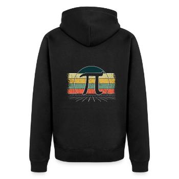 Retro March Math Holiday Mathematics Funny Pi - Unisex Premium Organic Zip Hoodie - black - Back - Nico (187cm)