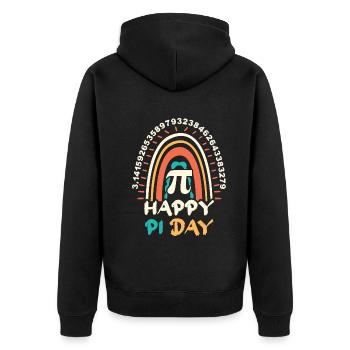 Vintage Pi Mathe Urlaub Mathematik Groovy Pi Tag - Unisex Premium Bio Zip Hoodie - Schwarz - Hinten - Nico (187cm)