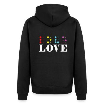 Love Braille Alphabet Braille Language Letters - Unisex Premium Organic Zip Hoodie - black - Back - Nico (187cm)