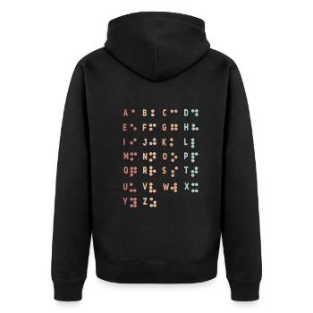 Retro Letter Braille Language Braille Alphabet - Unisex Premium Organic Zip Hoodie - black - Back - Nico (187cm)