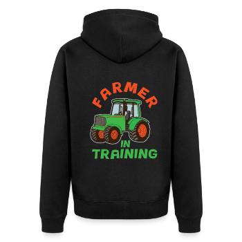 Landwirt in Ausbildung Traktor LKW Ranch Farm - Unisex Premium Bio Zip Hoodie - Schwarz - Hinten - Nico (187cm)