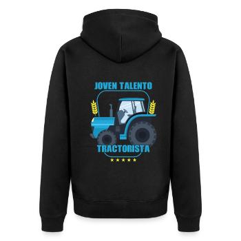 Junger talentierter Traktorfahrer liebt Bauern - Unisex Premium Bio Zip Hoodie - Schwarz - Hinten - Nico (187cm)