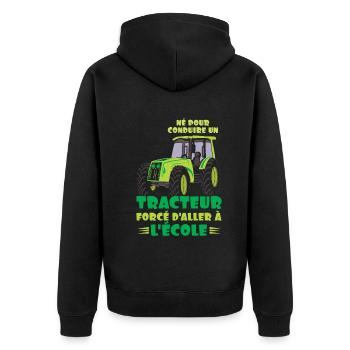 To Drive Tractors Forced To School Farmer - Unisex Premium Organic Zip Hoodie - black - Back - Nico (187cm)