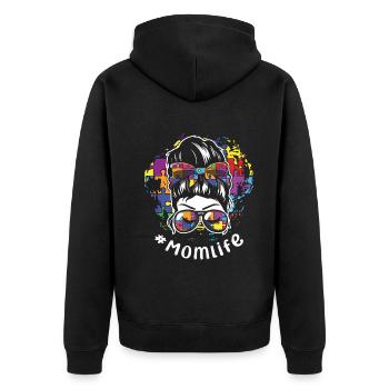 Mama Mama Puzzle Autismus Bewusstsein - Unisex Premium Bio Zip Hoodie - Schwarz - Hinten - Nico (187cm)