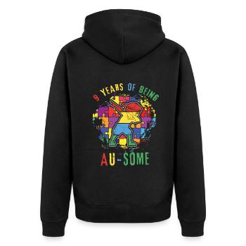 9 Year Of Awesome Special Puzzle Autism Awareness - Unisex Premium Organic Zip Hoodie - black - Back - Nico (187cm)