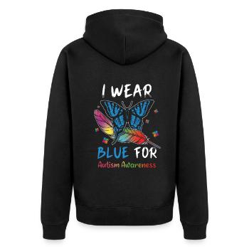 Puzzle coloré avril bleu pour la sensibilisation à l’autisme - Veste à capuche bio Premium Unisexe - noir - Dos - Nico (187cm)