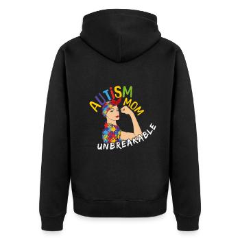 Autismus Mama Unzerbrechliches Puzzle Autismus Bewusstseinstag - Unisex Premium Bio Zip Hoodie - Schwarz - Hinten - Nico (187cm)