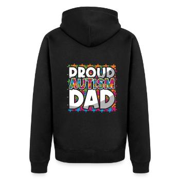 Proud Autism Dad Puzzle Colorful Autism Awareness - Unisex Premium Organic Zip Hoodie - black - Back - Nico (187cm)
