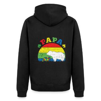 Proud Autism Dad Bear Puzzle Autism Awareness - Unisex Premium Organic Zip Hoodie - black - Back - Nico (187cm)