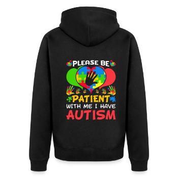 Patient Puzzle Herz haben Autismus Bewusstsein - Unisex Premium Bio Zip Hoodie - Schwarz - Hinten - Nico (187cm)