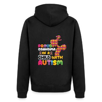 Proud Grandma Puzzle Autism Awareness - Unisex Premium Organic Zip Hoodie - black - Back - Nico (187cm)