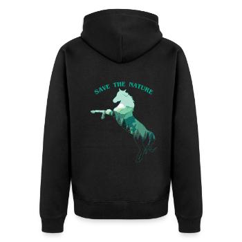 Cheval Sauver la nature Planète Journée des océans Jour de la Terre - Veste à capuche bio Premium Unisexe - noir - Dos - Nico (187cm)
