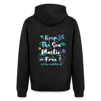 Fische retten Meere retten Natur Ozeane Tag der Erde - Unisex Premium Bio Zip Hoodie - Schwarz - Hinten - Nico (187cm)