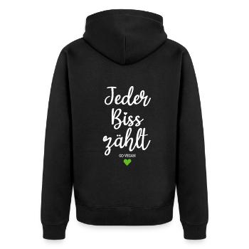 Veganer Jeder Biss Zählt Ich Liebe Tiere Go Vegan - Unisex Premium Bio Zip Hoodie - Schwarz - Hinten - Nico (187cm)