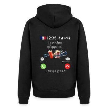 Le cinéma M appelle Faut que j y aille - Veste à capuche bio Premium Unisexe - noir - Dos - Nico (187cm)