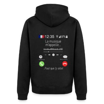 La musique M appelle Faut que j y aille - Veste à capuche bio Premium Unisexe - noir - Dos - Nico (187cm)
